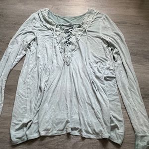 Blue Long sleeve soft and sexy shirt